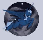  abstract_background absurd_res collar equid equine eyes_closed female feral flying friendship_is_magic hasbro hi_res horn horse human_bbq mammal my_little_pony night pony princess_luna_(mlp) solo winged_unicorn wings 