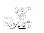  4:3 absurd_res bathing chipmunk doodledoggy ground_squirrel hi_res mammal monochrome pinup pinupgirl pose rodent sciurid water 