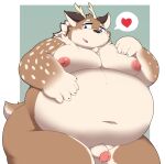  &lt;3 2022 absurd_res anthro balls belly big_belly big_moobs brown_body cervid genitals hi_res kazusa kemono kusosensei male mammal moobs navel nipples obese obese_male overweight overweight_male penis small_penis solo tamacolle 