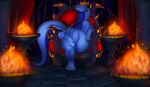  absurd_res big_butt butt chair claws crossed_legs crown dragon drake_inrelal feral fire furniture hi_res horn jewelry male on_chair paws scalie sitting sitting_on_chair smile smirk smirking_at_viewer solo staffkira2891 thick_tail thick_thighs throne throne_room western_dragon 