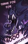  ambiguous_gender big_fangs black_frill bodily_fluids dragon feral forked_tongue frill_(anatomy) grey_body head_crest head_frill hi_res holding_object holding_sign horn kardinaluz mouth_shot open_mouth purple_eyes purple_horn saliva saliva_on_tongue scales scalie shadowwolfhunter sharp_teeth sign simple_background solo teeth tongue white_body white_scales 