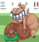  ambiguous_penetration anthro argentina argentine_flag avian beak big_breasts big_butt bird bottomless breasts brown_body brown_eyes butt butt_grab cleavage clenched_teeth clothed clothing duo english_text eyes_closed female female_penetrated flag gynomorph gynomorph/female gynomorph_penetrating gynomorph_penetrating_female hand_behind_head hand_on_butt huge_breasts huge_butt huge_thighs hyper hyper_breasts hyper_butt hyper_hips hyper_thighs intersex intersex/female intersex_penetrating intersex_penetrating_female johan_memoris lying mexican_flag mexico nipple_outline non-mammal_breasts on_front penetration sex shirt tan_body teeth text thick_thighs topwear 