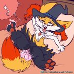  anthro bed bodily_fluids braixen clothing cum cum_in_pussy cum_inside dildo dipstick_tail drooling female fuf furniture generation_6_pokemon genital_fluids genitals hat headgear headwear hi_res impregnation magic_dildo markings nintendo ovum pawpads pillow pokemon pokemon_(species) pussy pussy_juice red_pawpads saliva sex_toy sperm_cell spread_legs spreading tail_markings tongue tongue_out video_games witch_hat 