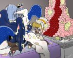  black_tie_(suit) bodily_fluids cake clothing cum dessert dress fan_character female food friendship_is_magic genital_fluids genitals hasbro male messy miniferu my_little_pony penis princess_luna_(mlp) sex suit wedding_dress wedding_night 