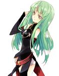  c.c. cc code_geass detached_sleeves female green_hair long_hair maromi_(am97) maromi_(artist) military military_uniform simple_background solo uniform white_background yellow_eyes 