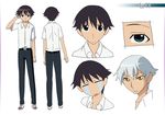  brown_hair green_eyes hiyorimi_hiro kaibutsu_oujo male male_focus official_art short_hair tears white_hair yellow_eyes 