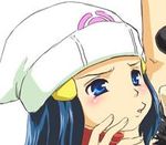  avatar beanie blue_eyes blue_hair blush face hat hikari_(pokemon) lowres pokemon 