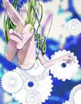  barefoot c.c. cc code_geass falling feet female green_hair long_hair pecopewo shorts solo yellow_eyes 