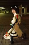  ass ayanami_rei black_hair bodysuit cosplay latex latex_suit looking_back neon_genesis_evangelion photo plugsuit real short_hair solo ushijima ushijima_iiniku 