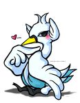 beak blush heart highres pokemon swana translation_request wings 