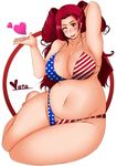  artist_request bikini blush breasts cleavage gekikara_koushinryoun heart hearts heroman huge_breasts plump smile swimsuit thick_thighs thighs vera_collins wink 