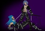  2boys bondage bondage_pants chains kingdom_hearts leather saix whip yaoi zexion 