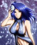  blue_hair breasts flower incarnadinedivine konan naruto navel piercing 
