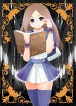  book brown_hair castlevania castlevania:_portrait_of_ruin charlotte_aulin long_hair miniskirt skirt thighhighs zettai_ryouiki 