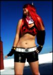  1girl bikini_top breasts cosplay female gloves long_hair midriff navel photo red_hair shorts solo tengen_toppa_gurren-lagann tengen_toppa_gurren_lagann underboob yoko yoko_littner yoko_ritona 