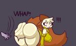  anthro arm_warmers armwear big_butt blush breasts butt butt_slap clothed clothing disembodied_hand female fluffy fluffy_tail kittyfox looking_at_viewer nilly_(nillykfox) nillykfox nipple_outline partially_clothed presenting presenting_hindquarters sepiakfox shoulder_tuft slap solo sweater text topwear tuft 