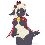  anthro bell bovid breasts cape caprine clothing collar crown cult_of_the_lamb female fur genitals hi_res horn lamb_(cult_of_the_lamb) lordyupi mammal nipples nude pussy sheep solo video_games wool_(fur) 