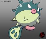  animal_genitalia animal_penis blue_body digital_media_(artwork) erection feral fish generation_2_pokemon genitals hi_res lips looking_at_viewer male marine nintendo penis pokemon pokemon_(species) qwilfish rapistwerewolf simple_background solo thick_lips video_games 