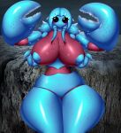  absurd_res antennae_(anatomy) anthro arthropod big_breasts blue_body blush breasts carapace crustacean decapoda exoskeleton female glistening_thighs hi_res huge_breasts kyelyn_(artist) laws lobster looking_at_viewer malacostracan marine mouthless multi_arm multi_limb non-mammal_breasts nude pincers solo thick_thighs wide_hips 