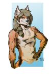  absurd_res alfred_(umpherio) anthro belly braided_hair canid canine fox guido_cannizzaro hair hi_res long_hair male mammal nude pecs portrait solo tribal 