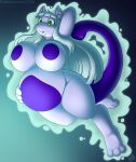  absurd_res anthro belly big_belly big_breasts breasts digital_media_(artwork) drxii felid female generation_1_pokemon glowing green_eyes hair hi_res huge_breasts legendary_pokemon levitation mammal mewtwo naturally_censored nintendo nude pokemon pokemon_(species) pregnant psychic_powers simple_background solo video_games 