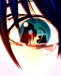  1girl 2boys 2others blue_eyes blue_hair close-up eye_reflection iki_hiyori multiple_boys multiple_others noragami reflection sad tears water yato_(noragami) yoshikowin yukine_(noragami) 