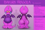  absurd_res ambiguous_gender anthro bakura_(kitty_pride) belly big_belly big_butt butt chiropteran fangs foxball fur hi_res kitty_pride lying mammal model_sheet nude on_back purple_body rear_view simple_background solo standing teeth text thick_thighs wide_hips wings 