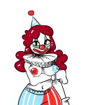  blue_nipples clothing clown clown_costume clown_girl clown_makeup clown_nose clown_paint clussy female gloves handwear hi_res makeup mevka_(artist) nipples red_nipples simple_background smile solo toony white_background white_body 