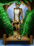  absurd_res ahaditiger anthro casual_nudity convenient_censorship detailed_background felid hi_res looking_at_viewer male mammal nature nude pantherine pinup plantigrade pose siberian_tiger solo sunny_frostwolf tiger 