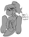  absurd_res anthro balls breasts digital_sketch english_text erection fan_character genitals gynomorph hair half-closed_eyes hand_on_penis hi_res holidays intersex kate_the_yoshi looking_at_viewer mario_bros narrowed_eyes nintendo nipples nude penis ponytail senshion signature text thanksgiving trans_(lore) trans_woman_(lore) video_games yoshi 