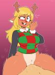 absurd_res anthro anthro_penetrated big_breasts blonde_hair bottomless breasts capreoline cervid clothed clothing cowgirl_position deltarune female female_penetrated from_front_position hair hi_res human kris_(deltarune) male male/female male_penetrating male_penetrating_female mammal mehdrawings noelle_holiday on_bottom on_top penetration reindeer sex undertale_(series) video_games 