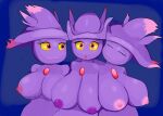  breasts cactuscacti clothing eyes_closed female generation_4_pokemon group hat hat_only headgear headgear_only headwear headwear_only humanoid looking_at_another mismagius mostly_nude nintendo nipples not_furry open_mouth pokemon pokemon_(species) purple_nipples trio video_games 