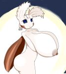  anthro arthropod big_breasts blue_eyes blush breasts brown_nipples butt cactuscacti female huge_breasts hyper hyper_breasts insect lepidopteran looking_away moth nipples nude solo wings 