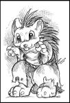  2022 anthro ayeph belt clawed_feet clawed_fingers clothed clothing cross-hatching eulipotyphlan female fully_clothed graphite_(artwork) hatching_(art) hedgehog hunched_over mammal o-kemono pencil_(artwork) robe rope rope_belt shaded simple_background sketch solo spines tongue tongue_out torn_clothing traditional_media_(artwork) 