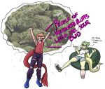  anthro bean_bag blue_eyes bottomwear clothed clothing dialogue dinosaur dragon_ball dragon_ball_z dromaeosaurid drugs duo english_text feathered_tail feathers female goodbye_volcano_high green_hair hair headphones headphones_around_neck hi_res humor male marijuana multicolored_body ornithischian pants parody pink_body pink_hair reed_(gvh) reptile scalie seven_(artist) simple_background smoking snoot_game_(fan_game) spirit_bomb stegosaurian stegosaurus stella_(gvh) text theropod thyreophoran torn_bottomwear torn_clothing torn_pants two_tone_body velociraptor video_games white_background yellow_body 