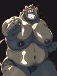  anthro belly big_belly big_moobs body_hair buckteeth chest_hair clothed clothing facial_hair fur gesture grey_body grey_fur grin hi_res male mammal moobs murid murine nipples overweight overweight_anthro overweight_male pointing pointing_at_viewer pose pubes rat rodent smile solo stubble taoren teeth thick_thighs underwear underwear_only whiskers 