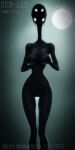  1:2 4_eyes anthro bald black_body breasts female humanoid long_neck moon mouthless multi_eye night nightmare_fuel no_ears noseless s.c.d-foudation simple_background slim small_waist 