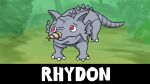  16:9 ambiguous_gender body_spikes ergomancy generation_1_pokemon grey_body hi_res horn nintendo pokemon pokemon_(species) red_eyes rhydon smile solo video_games widescreen yee 