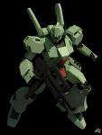  3d absurdres assault_rifle black_background blender_(medium) english_commentary gun gundam gundam_unicorn highres jegan_d_type looking_at_viewer machinery mecha mjeff mobile_suit no_humans radio_antenna realistic rifle robot science_fiction signature solo weapon 