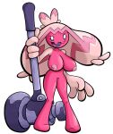  absurd_res alpha_channel areola big_breasts big_hair big_hands bow_legged breasts chinigan eyebrows eyelashes fairy fantasy_weapon female fingers generation_9_pokemon hair hammer hi_res holding_object holding_weapon huge_breasts humanoid large_weapon leaning_on_object long_hair looking_at_viewer mammal melee_weapon multicolored_hair nintendo nipples nude open_mouth pink_body pink_hair pokemon pokemon_(species) simple_background smile solo teeth thick_thighs tinkaton tongue tools transparent_background two_tone_hair video_games warhammer weapon white_eyes 