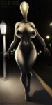  2d_(artwork) big_breasts breasts curvy_figure faceless female humanoid lights night nightmare_fuel nude road s.c.d-foudation small_waist solo thick_thighs voluptuous voluptuous_female white_body 