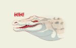  ambiguous_gender blackscour crocodilian feral glistening glistening_eyes narrowed_eyes open_mouth pupils red_eyes red_tongue reptile scalie sharp_teeth side_view simple_background slit_pupils solo tan_body teeth tongue white_background white_body 