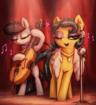  absurd_res black_hair cleopatra_jazz_(mlp) duo equid equine female feral friendship_is_magic hair hasbro hi_res jewelry mammal microphone musical_instrument my_little_pony necklace octavia_(mlp) string_instrument t72b 