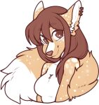 2016 alpha_channel anthro breasts brown_eyes brown_hair bust_portrait countershade_fur countershade_torso countershading digital_media_(artwork) ear_piercing featureless_breasts female fur hair long_hair looking_at_viewer low_res mammal piercing portrait solo tan_body tan_fur white_body white_fur zyira 