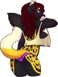  2016 alpha_channel anthro big_breasts biped black_body black_fur breasts butt clothed clothing digital_media_(artwork) female fur hair hi_res leopard_spots long_hair looking_at_viewer looking_back looking_back_at_viewer mammal panties pink_clothing pink_eyes pink_panties pink_underwear portrait rear_view red_hair shaded simple_background solo spots three-quarter_portrait topwear transparent_background underwear yellow_body yellow_fur zyira 