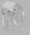  2022 ambiguous_gender bedroom_eyes black_and_white blush canid canine canis digital_media_(artwork) duo female female/ambiguous feral forepaw_on_chest fox hioshiru mammal monochrome narrowed_eyes nude paws romantic romantic_couple seductive simple_background wolf 