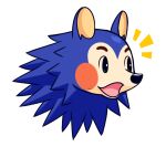  2020 animal_crossing eulipotyphlan female guywiththepie headshot_portrait hedgehog looking_aside mabel_able mammal meme nintendo pogchamp portrait simple_background solo surprised_expression video_games white_background 