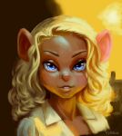  2022 anthro blonde_hair blue_eyes chip_&#039;n_dale_rescue_rangers clothed clothing digital_drawing_(artwork) digital_media_(artwork) disney female fur gadget_hackwrench hair hi_res looking_at_viewer mammal mouse murid murine pink_nose portrait rodent simple_background smile solo text vylfgor 