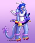  absurd_res angel_dragon animate_inanimate anthro bangs blush blush_lines bodily_fluids bow_(feature) chrissy_(zoran) dragon female genital_fluids genitals hi_res horn inflatable living_inflatable long_tail looking_away looking_down nubo pool_toy pussy pussy_juice rings_on_arms rings_on_legs simple_background skylardoodles smile solo swim_ring tail_star wings 