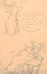  anthro antlers beastars bodily_fluids canid canine canis cervid clothed clothing comforting crying dialogue duo embrace english_text eyes_closed fully_clothed hi_res horn hug legoshi_(beastars) louis_(beastars) male male/male mammal surprised_expression tears text wide_eyed wuffinarts 